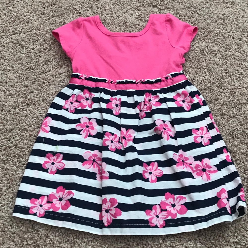 Toddler Pink and Navy Heathtex Dress