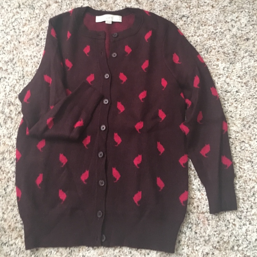 Brown/probably pink cat sweater