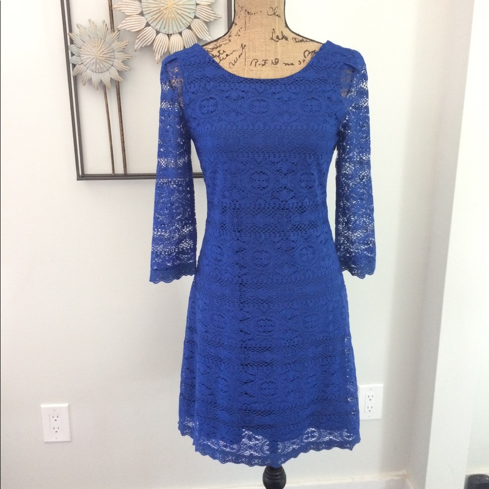4/$16 Royal blue crochet dress