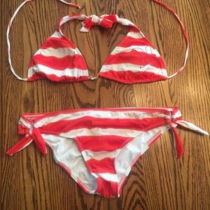 Large Hurley Red and White Stripe bikini VGUC