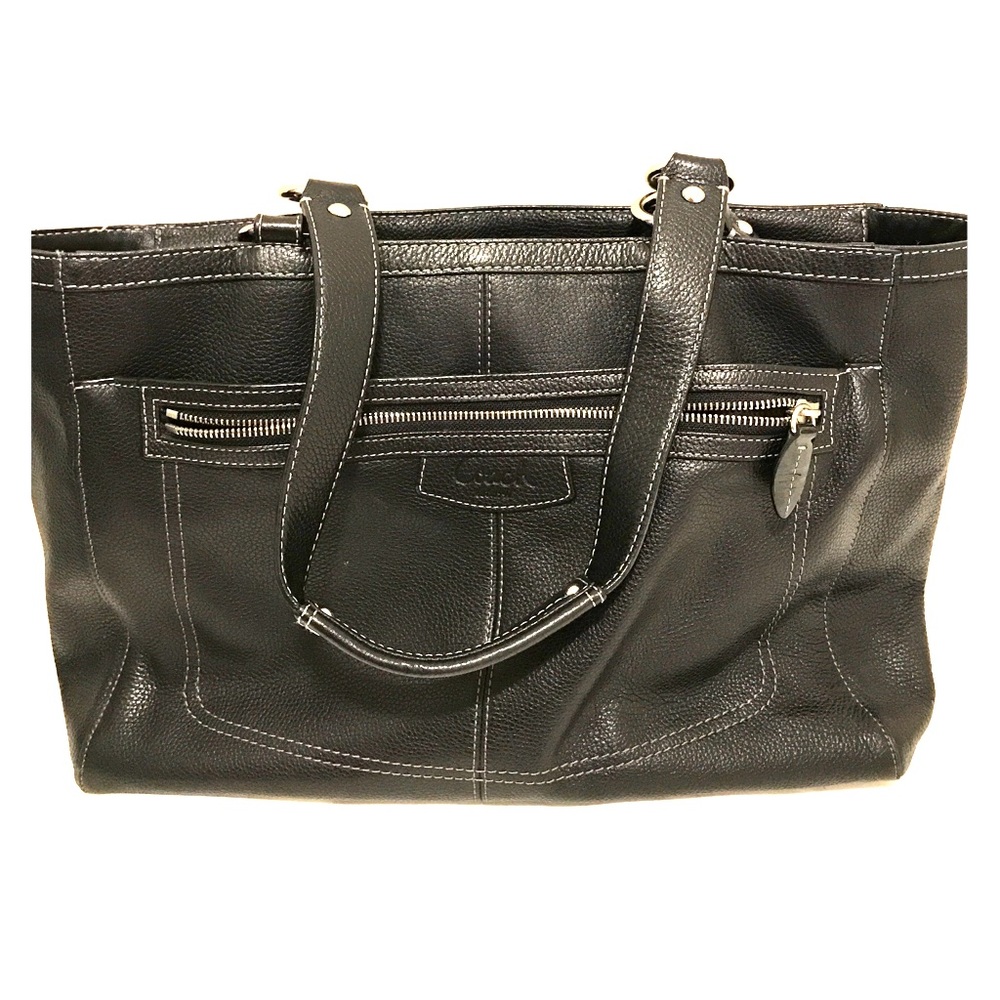 Black Coach Zippered Tote
