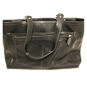 Black Coach Zippered Tote