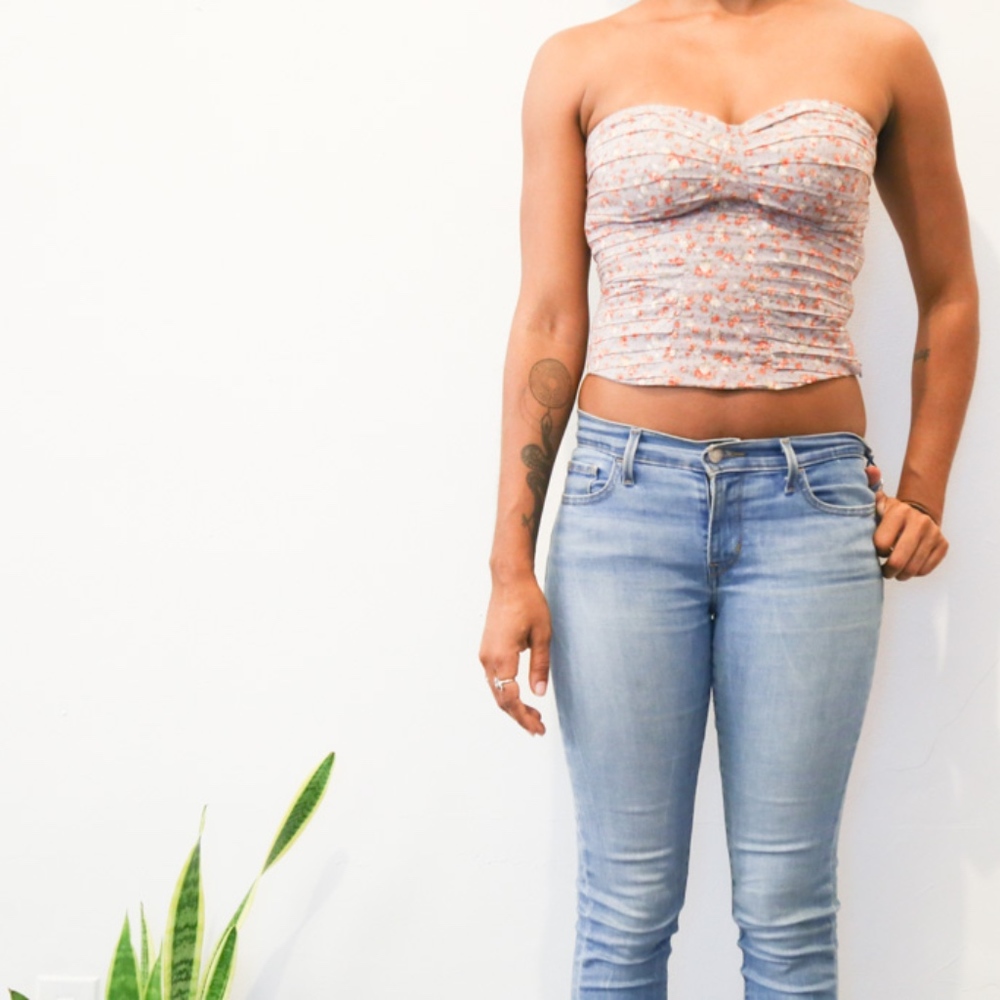 Silence + Noise Floral Corset Stretch Top