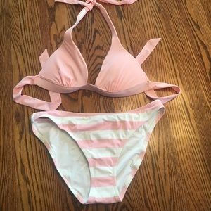 NWOT L Victoria's Secret Pink and White bikini