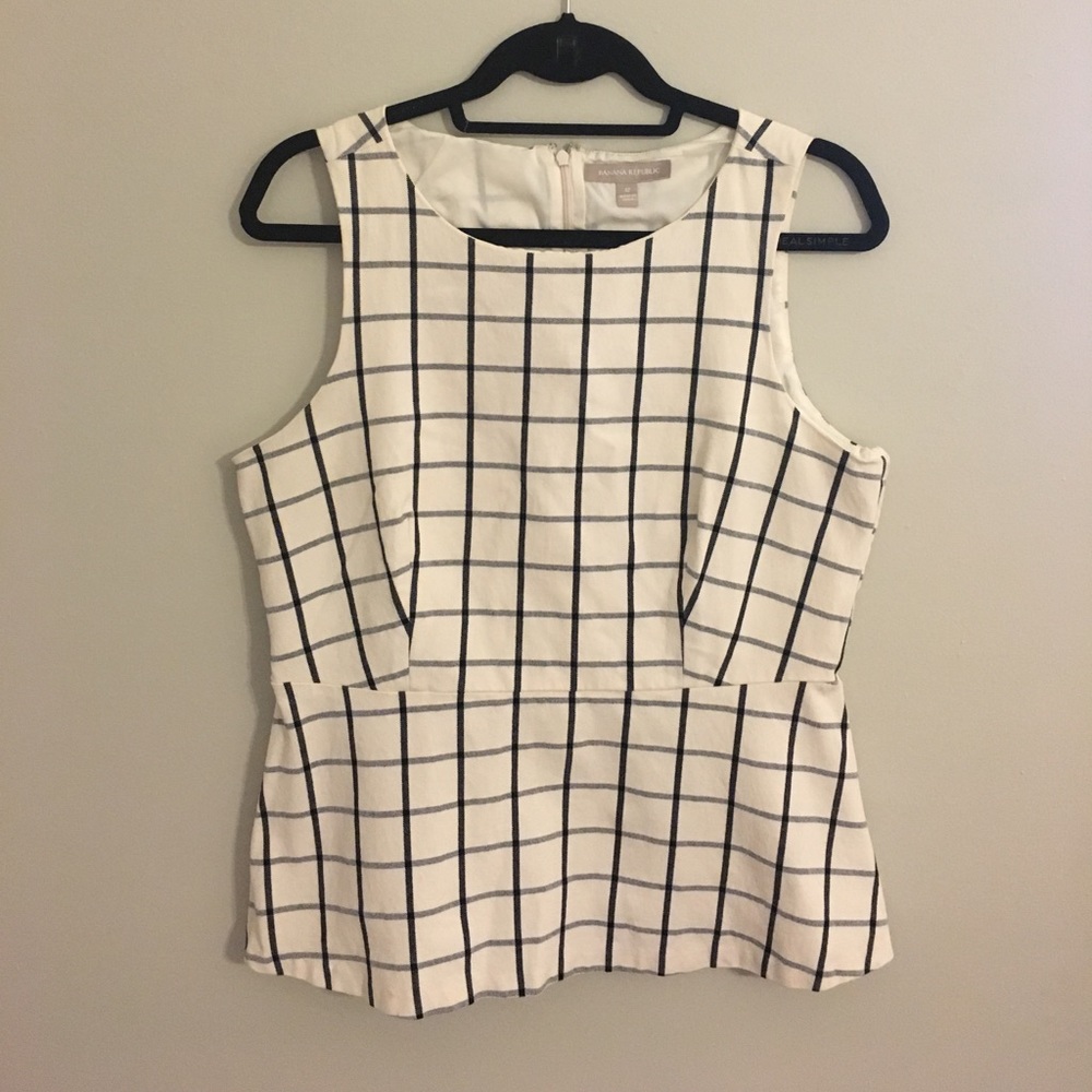Checkered peplum Banana Republic top