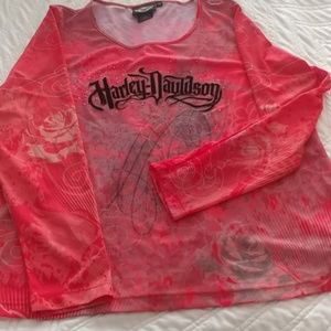 Harley Davidson 1W pink /coral sheer long sleeve