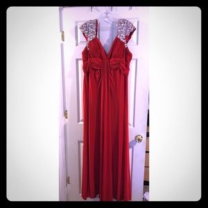 Red Sequined Prom Dress