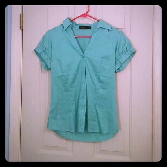 Aqua v-neck blouse - Picture 1 of 1