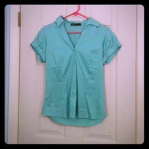 Aqua v-neck blouse