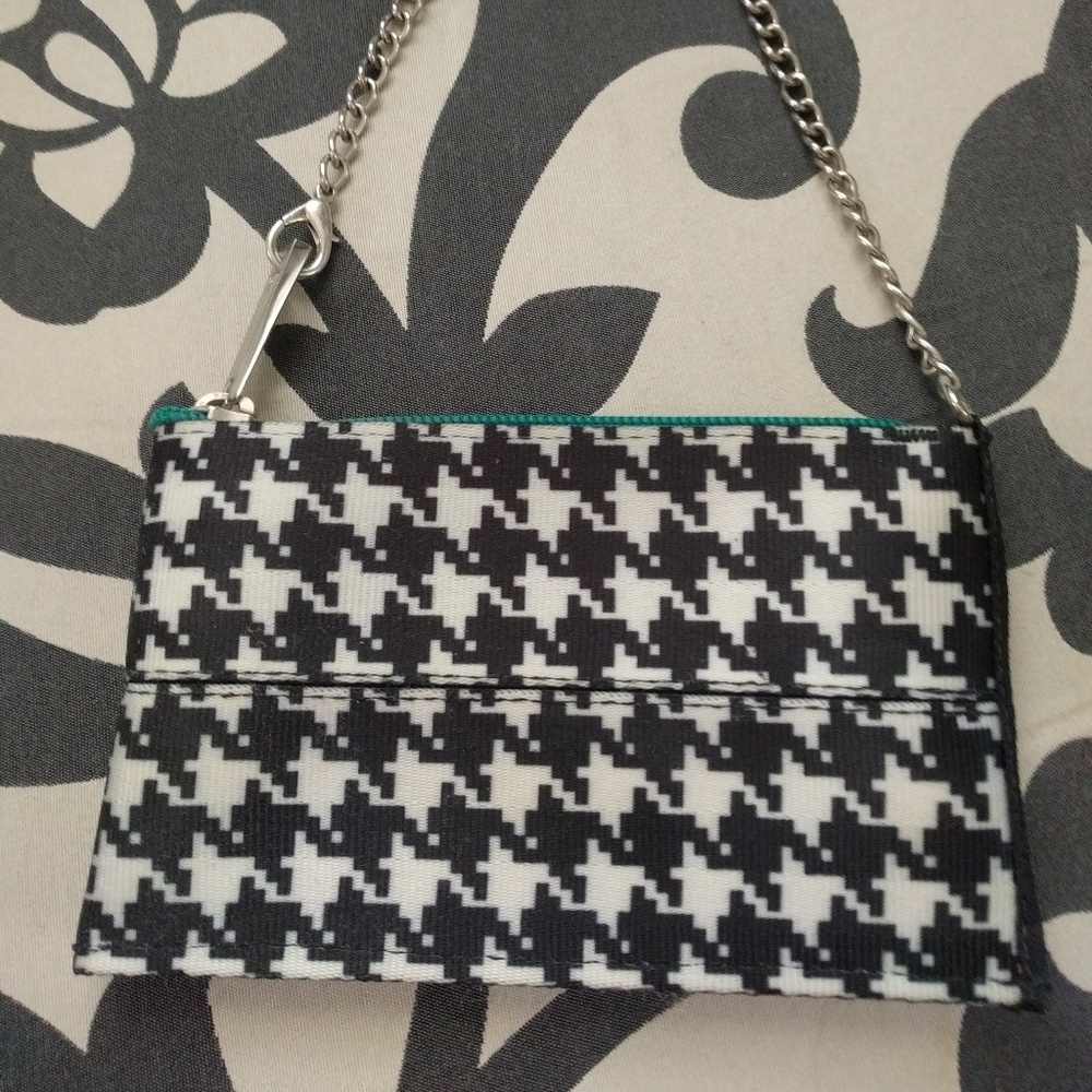 Harvey's Seatbelt Houndstooth Green Zip Coin Purse