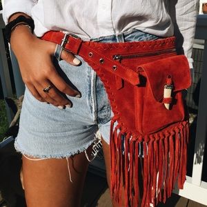 LF suede/fringe fanny pack