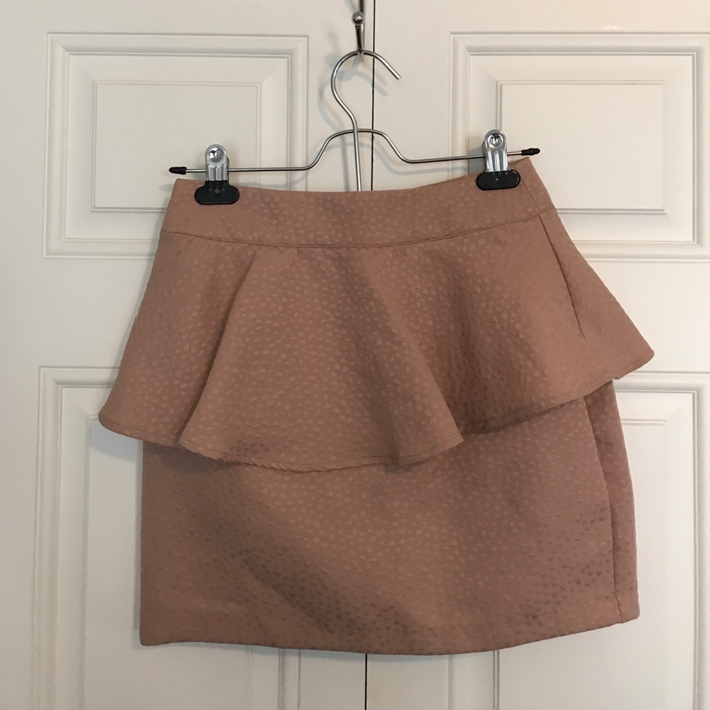 Blush peplum skirt with gold zipper