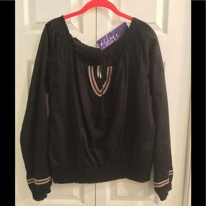 Cute peasant top ! Black.  100% cotton.
