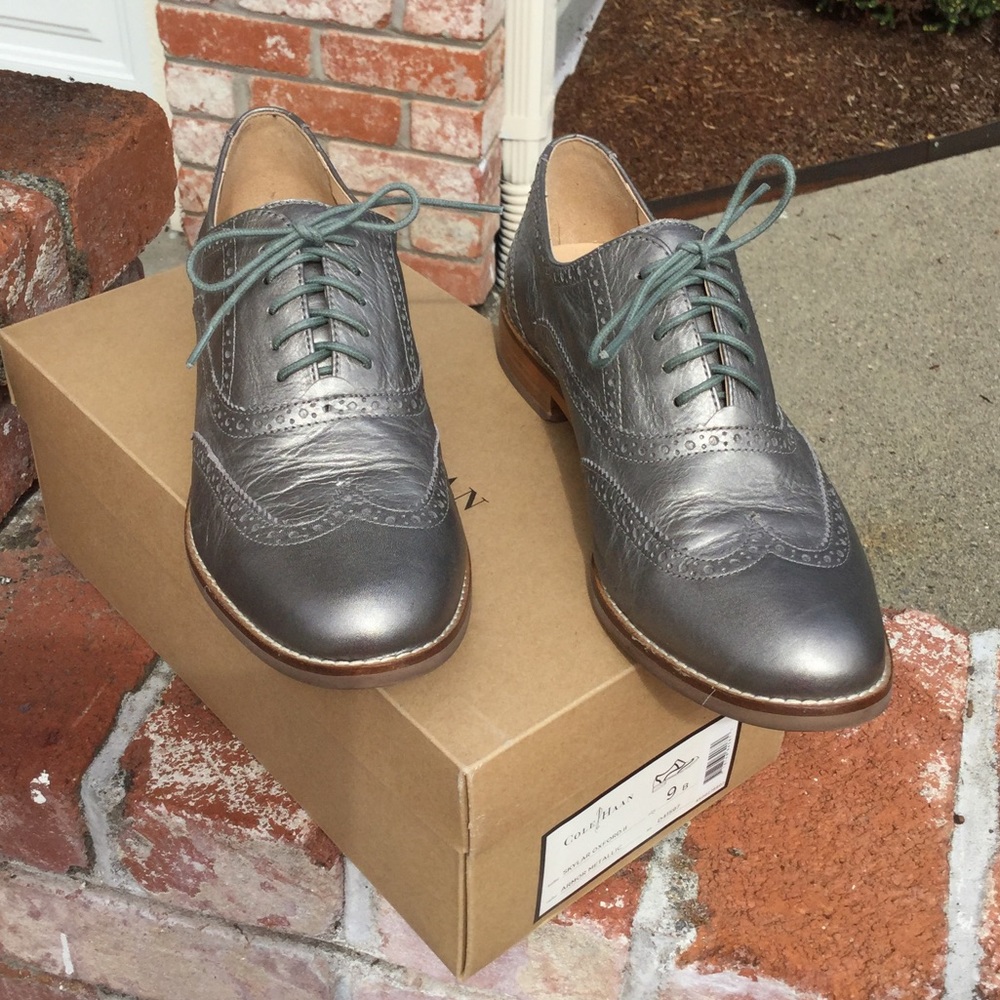 Cole Hahn Skylar Oxfords/Armor Silvered Metallic