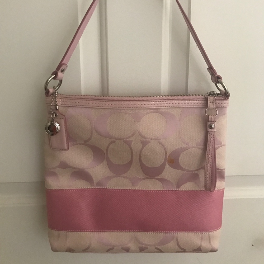 Authentic Coach Signature Pink Cross-body Purse
