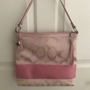 Authentic Coach Signature Pink Cross-body Purse