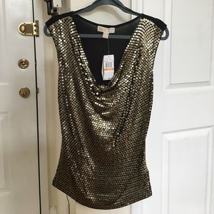 Michael Kors black and gold sequin top