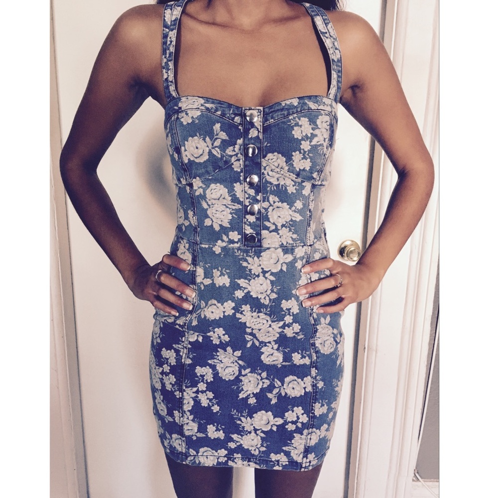 Floral denim dress
