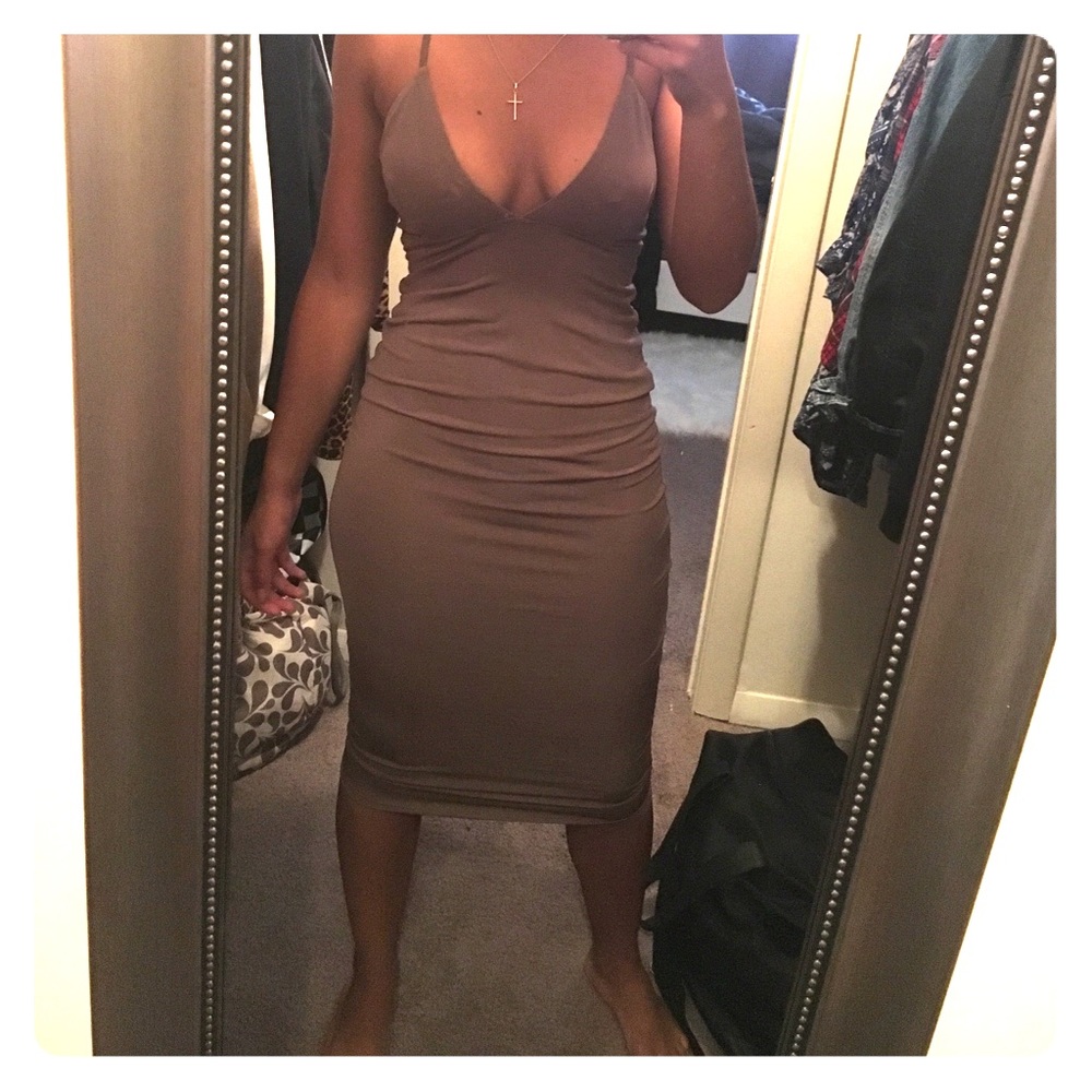 Tan mid tight dress
