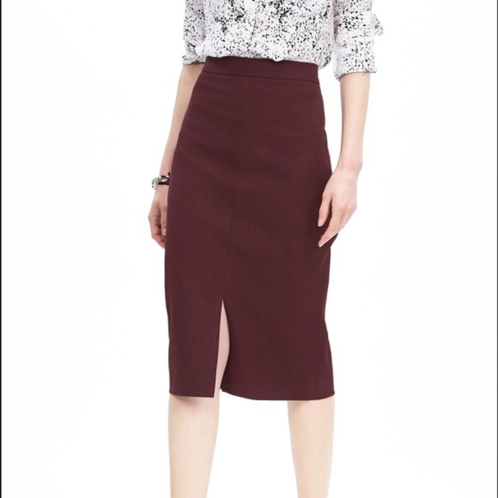 Banana Republic Sloan Midi Pencil Skirt - Burgundy