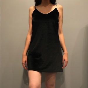 Black velvet slip dress