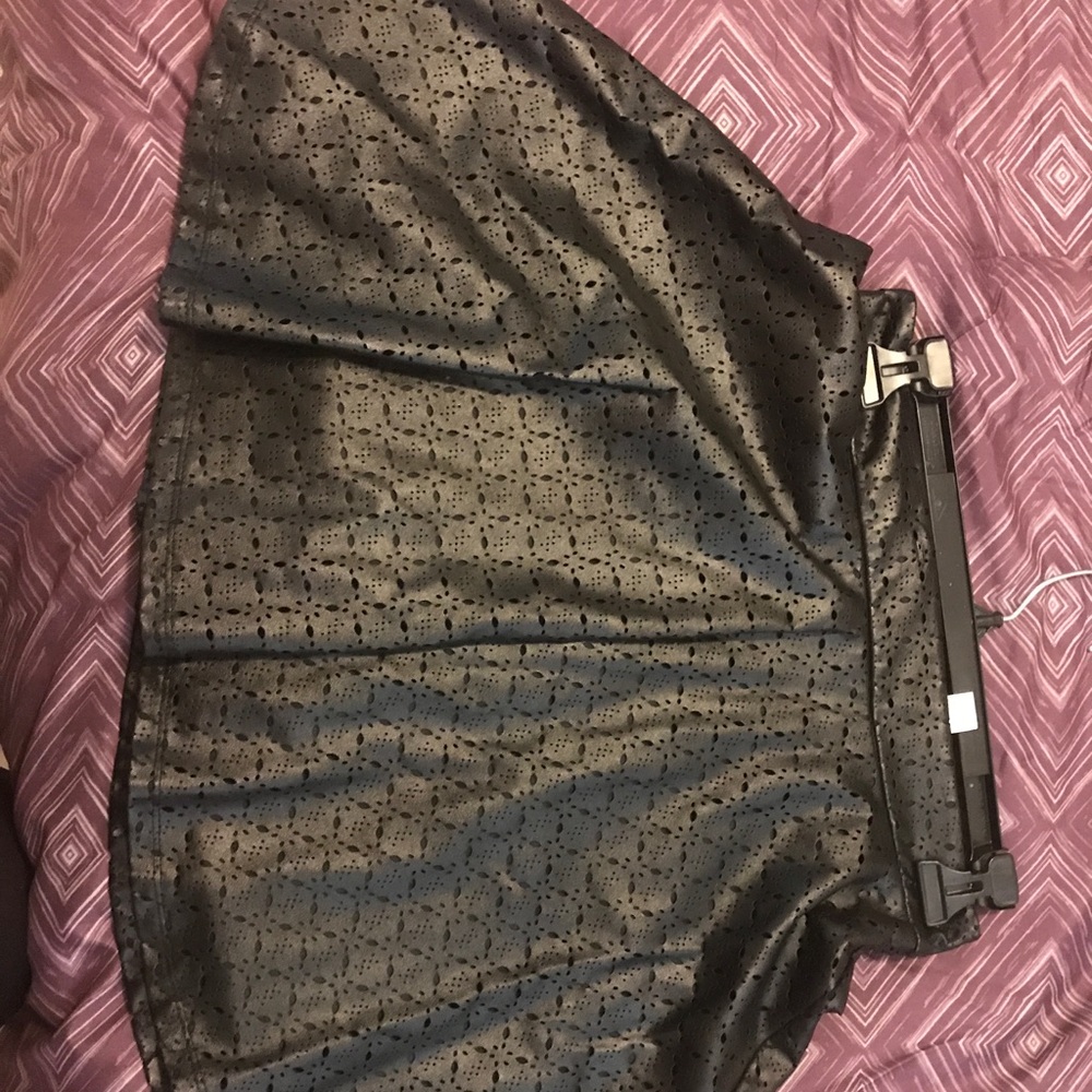 Faux leather black mini skirt