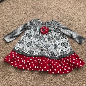 Bonnie Jean Black, White & Red Toddler Dress