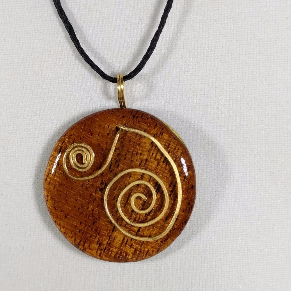 Handmade original resin wood veneer pendant
