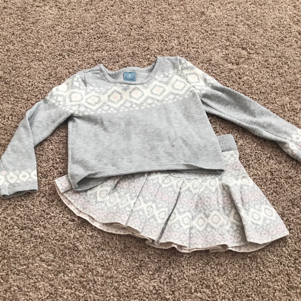 Baby Gap Gray and Pink Sweater and Skirt Set