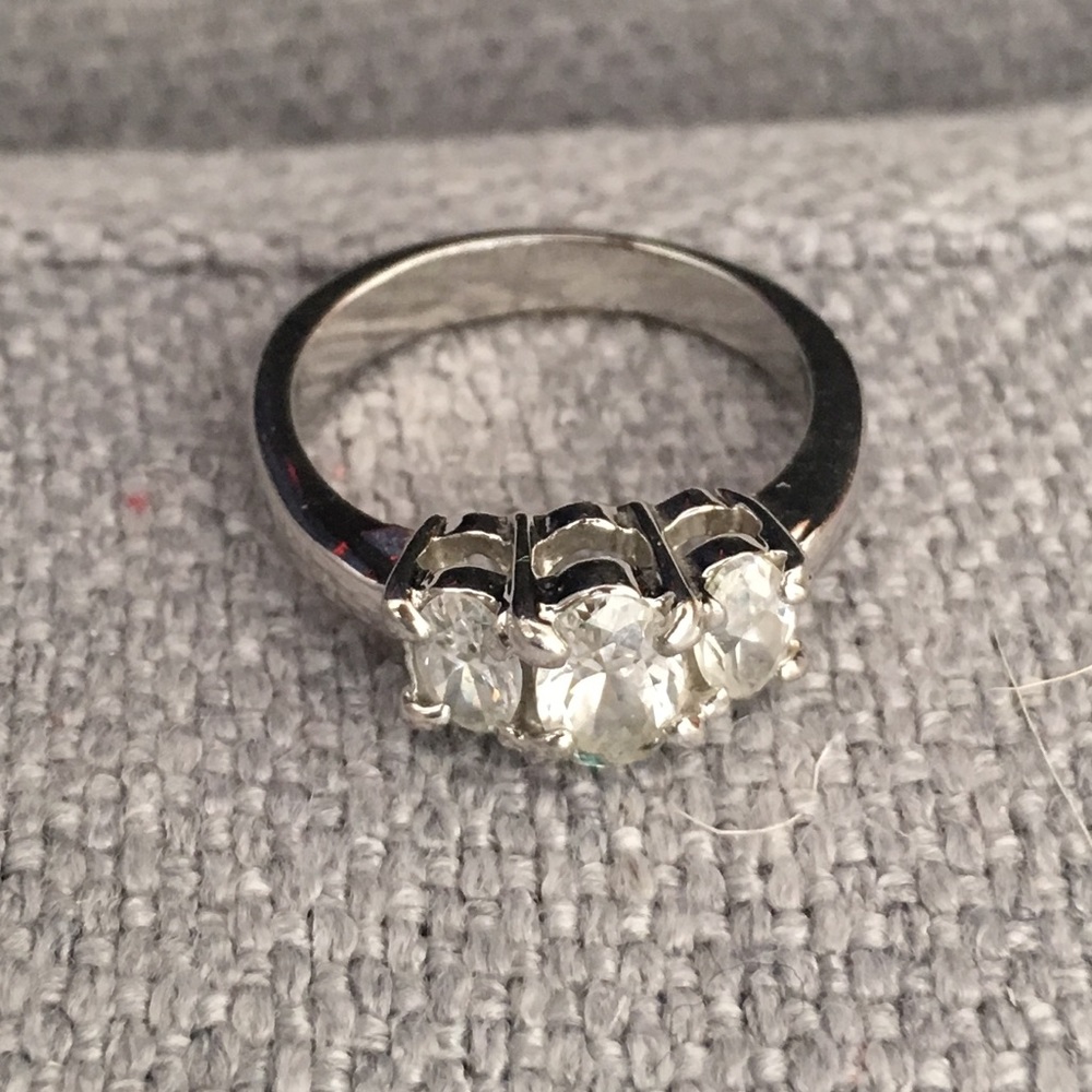 Cubic Zirconia 3 Stone Silver Ring