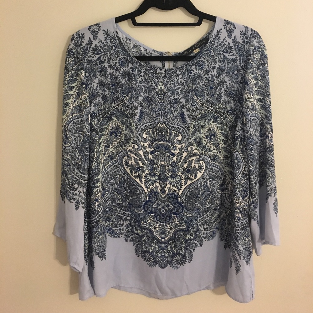 Blue floral patterned blouse