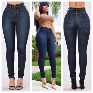 Classic High Waist Skinny Jeans - Dark