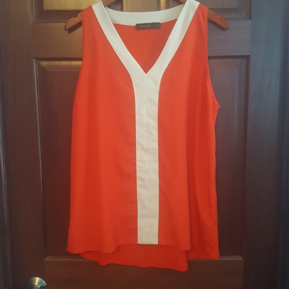 The Limited Orange and Tan Sleeveless Vneck
