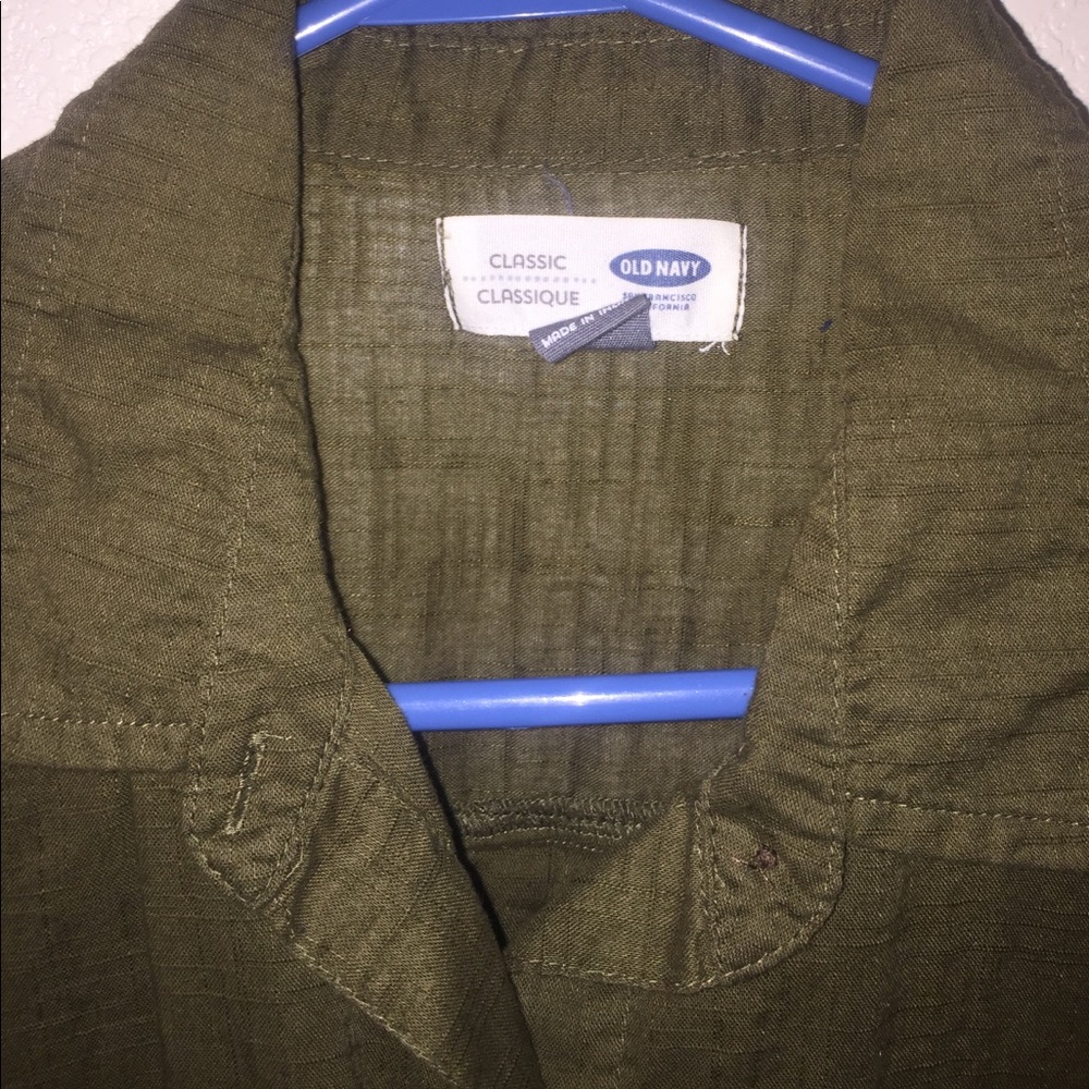 olive linen button down - Picture 3 of 3