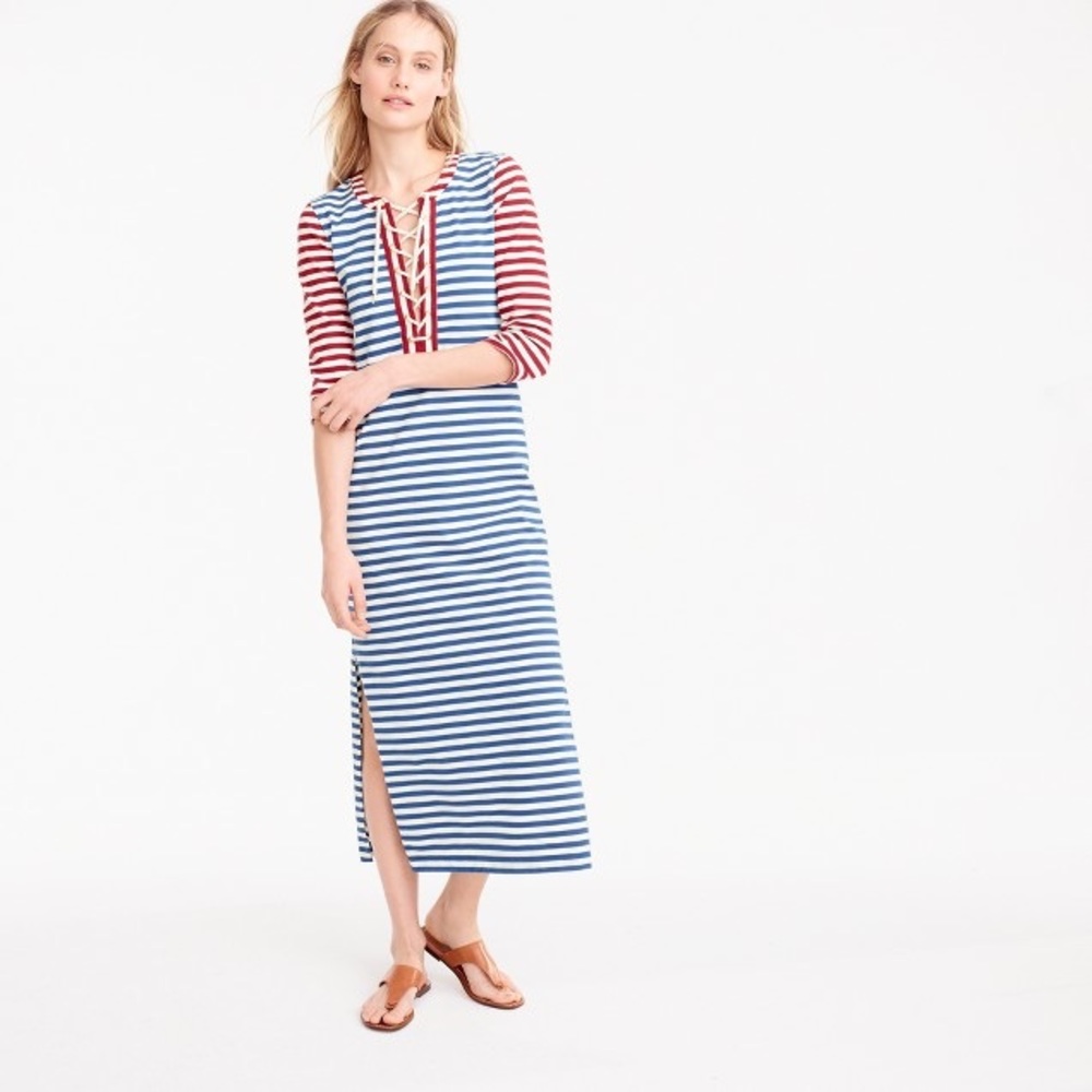 J. Crew Striped Lace Up Dress - Picture 4 of 8