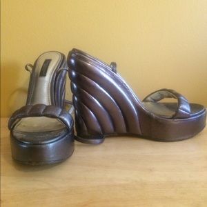 Dolce & Gabbana Silver Leather Wedges