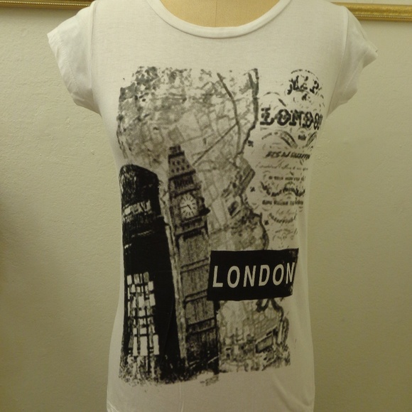 MAX RAVE White & Black London Cotton Tee Shirt - Picture 2 of 4
