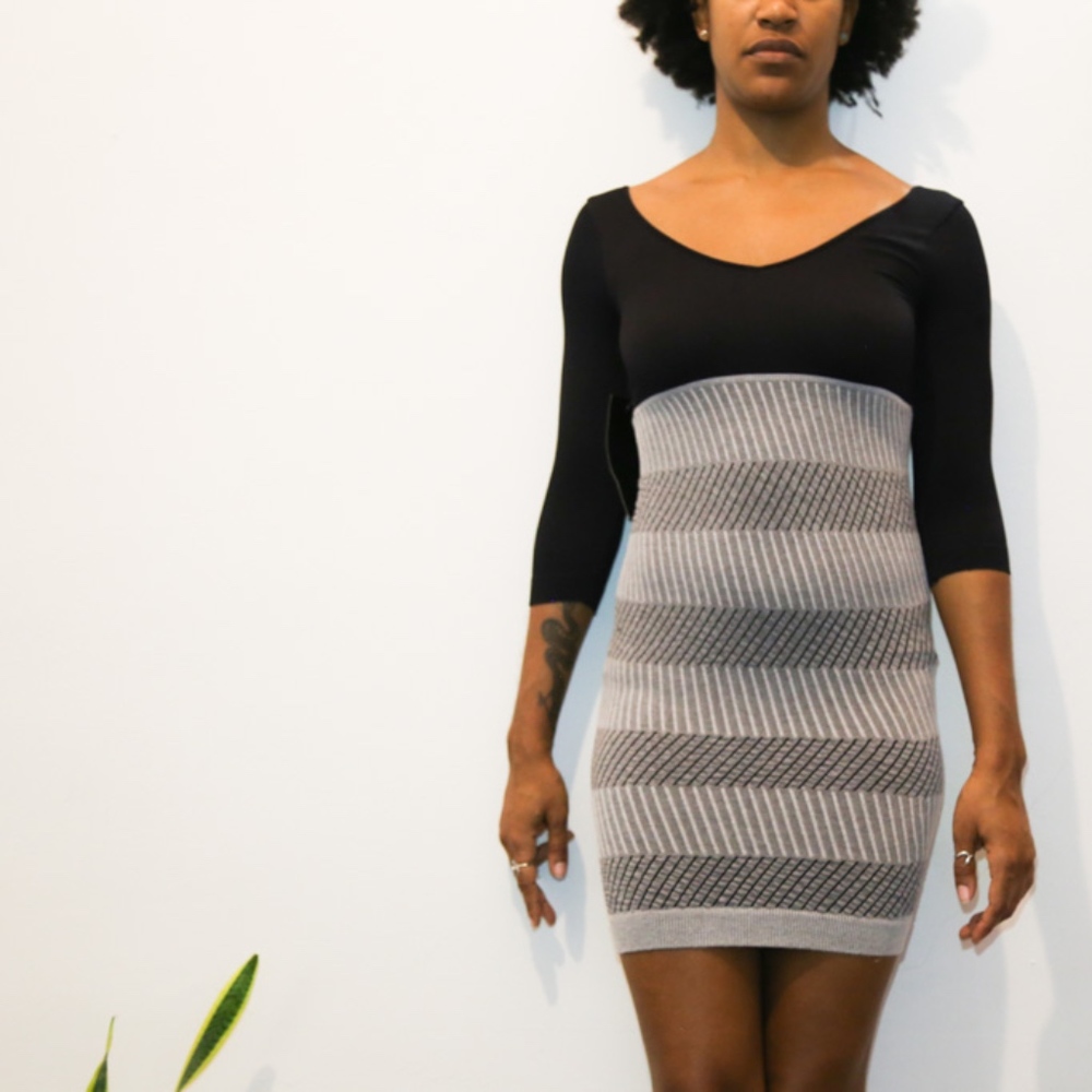 Bebe Bamboo Striped Black Dress