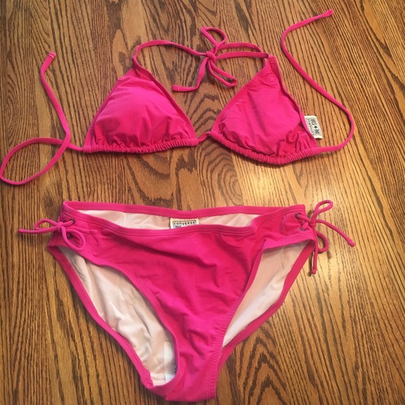 Bright Pink Converse Bikini, NWOT. M bottom L top - Picture 1 of 5