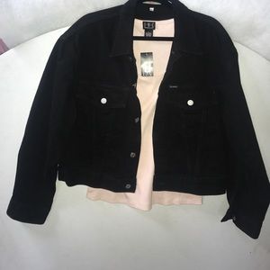 Black denim jacket and top