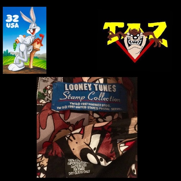 VINTAGE LOONEY TUNED TIE Tasmanian Devil Bugs - Picture 2 of 4