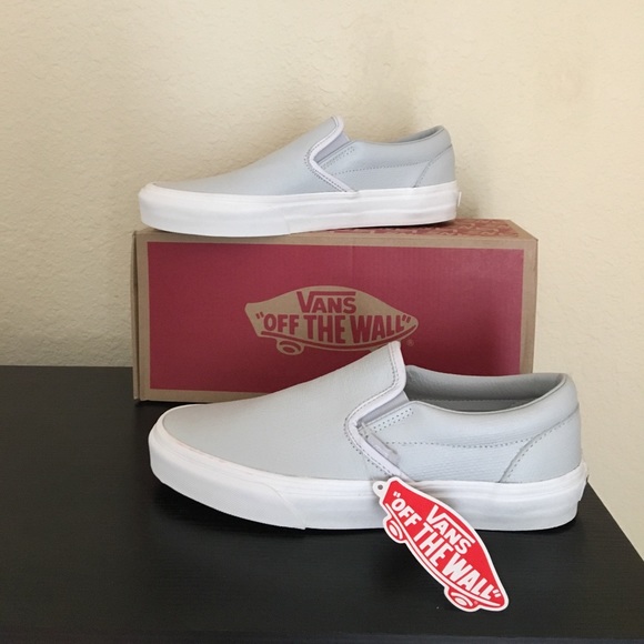 Vans Shoes - Vans Slip On Embossed Leather Gray Shoes