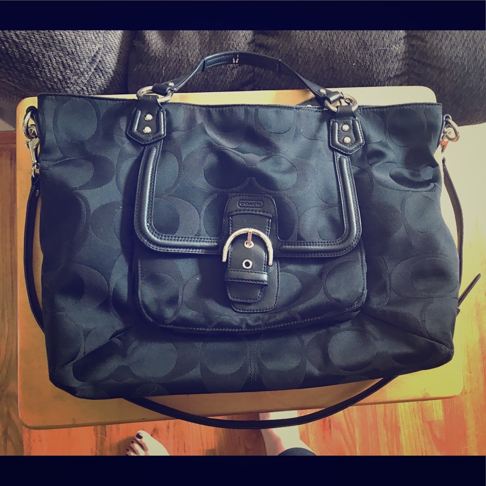 Coach Campbell Signature Black Large Satchel