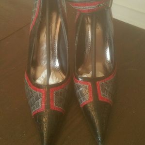 Black,red and gray heels