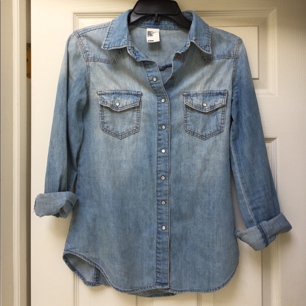 Jean fabric button up long-sleeved top