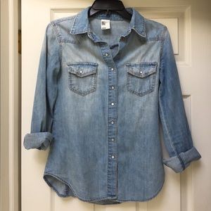 Jean fabric button up long-sleeved top