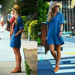 NWOT Philosophy Tencel Lace up Denim Shirt Dress