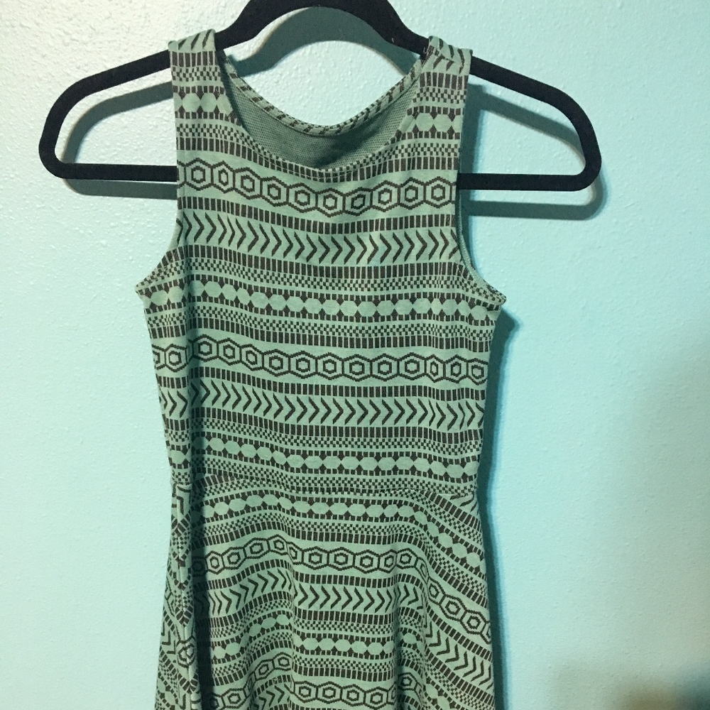 Cute Mint Green High Neck Mini Dress