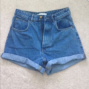 Zara high waisted denim mom shorts