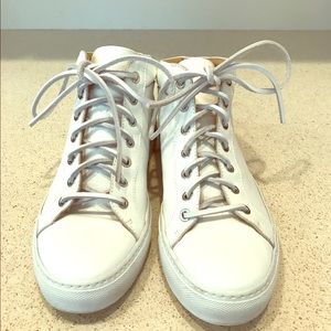 Cool, high-end white leather hightops